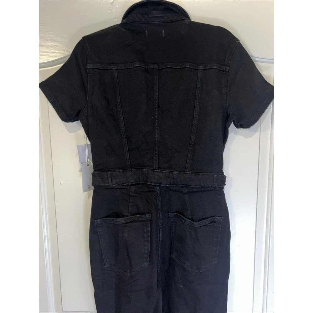 Good American Fit For Success Jumpsuit Black Denim Short Sleeve Romper New - Picture 10 of 12